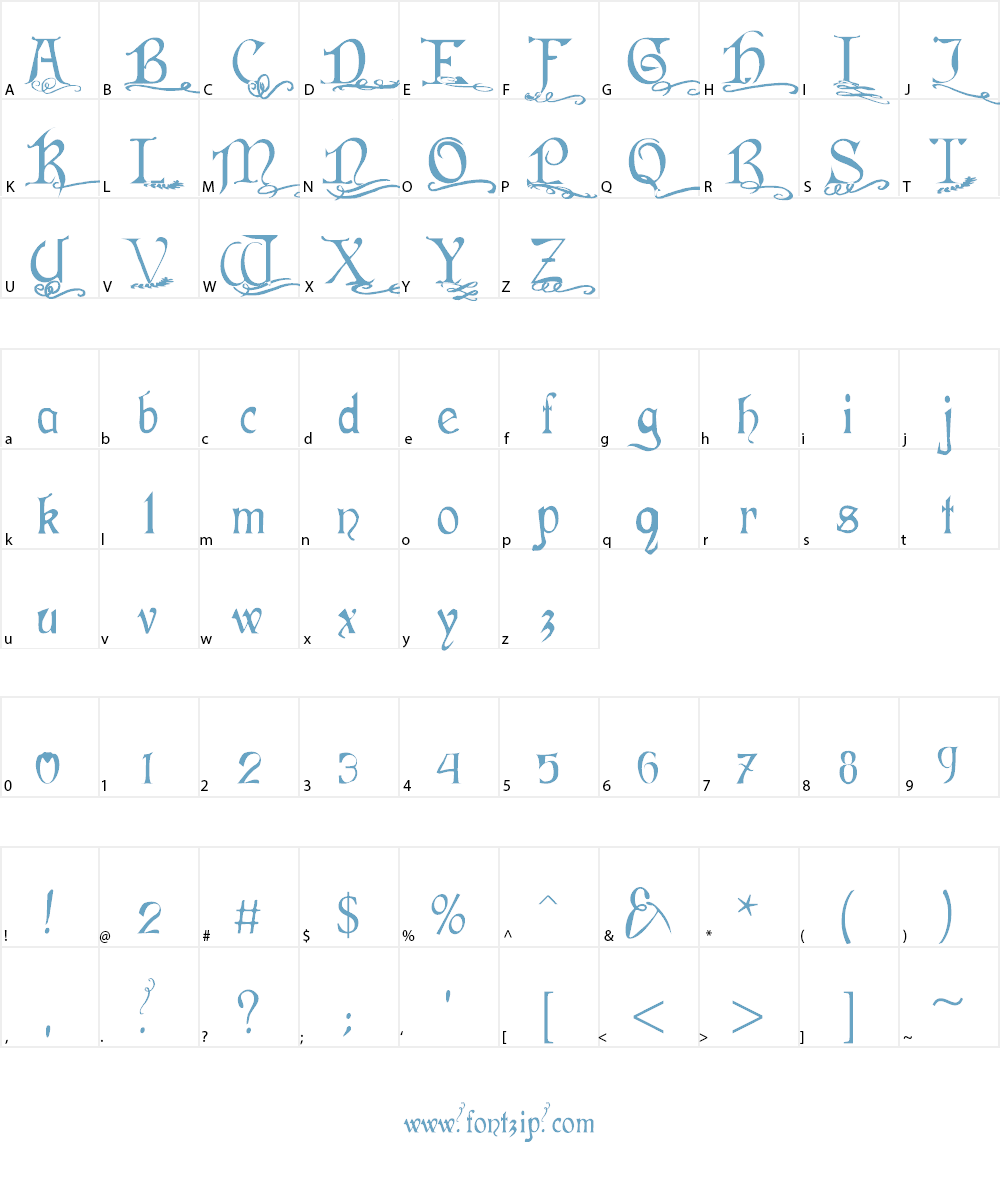 Flourishes and Fancies Font Character